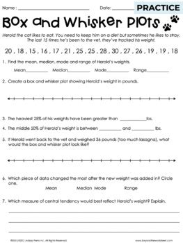 Box and whisker plot worksheets have skills to find the five number summary to make plots to read and interpret the box and whisker plots t. Box and Whisker Plots Practice Worksheet by Lindsay Perro | TpT