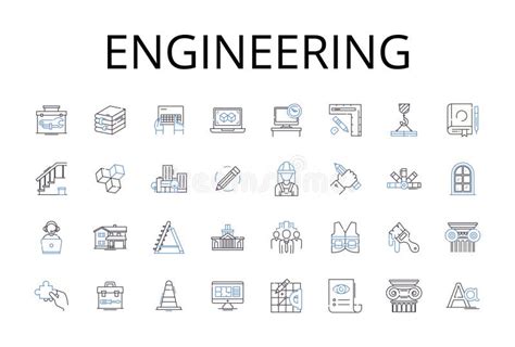 Engineering Line Icons Collection Design Construction Development