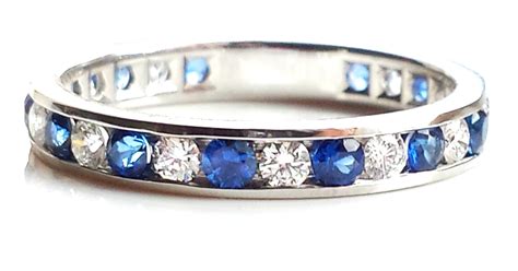 Tiffany And Co 3mm Sapphire And Diamond Eternity Celebration Ring In Pl