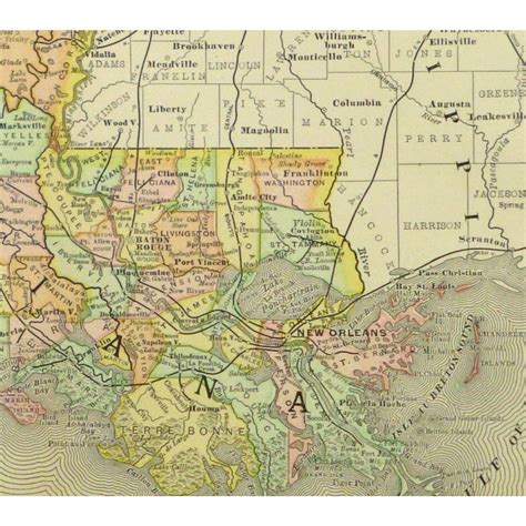 Map Louisiana 1891 Original Art Antique Maps And Prints