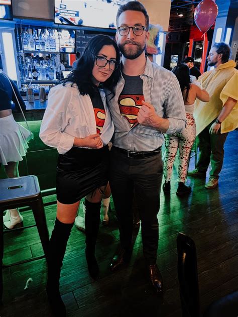 Guy And Girl Posing In Halloween Costume Dressed Up As Superman Clark Kent And Lois Lane Lois