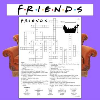 Play crossword puzzle with friends and learn new words. Friends TV Show Crossword by Cosmo Jack's Technology ...