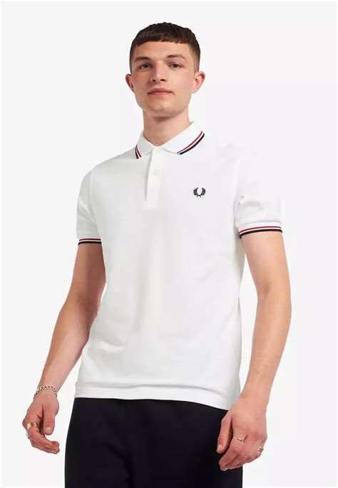 buy fred perry fred perry m3600 twin tipped fred perry shirt white