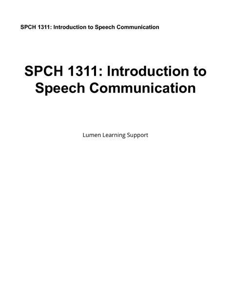 Solution Introduction To Speech Communication Studypool