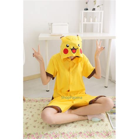 Anime Adult Summer Pokemon Pikachu Kigurumi Onesie Pajamas