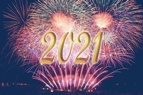 New Year With Fireworks 2021happy New Year 2021number 2021 In Modern