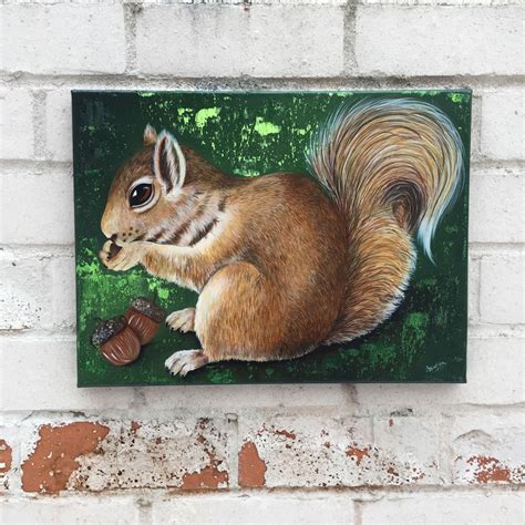 Squirrel Original Acrylic Painting On Canvas Size Etsy In 2021