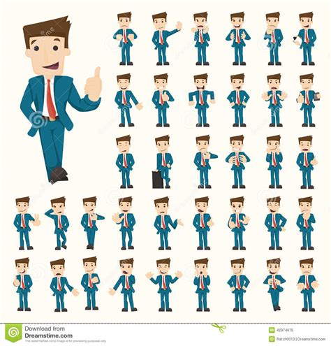 Set Of Businessman Characters Poses Stock Vector Illustration Of