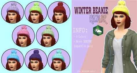 Winter Beanie Recolor Sims 4 Maxis Match Winter Beanie Sims 4