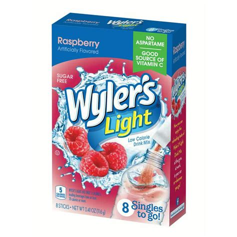 Wylers Light Singles To Go Drink Mix Raspberry 41 Oz 8 Packets Per