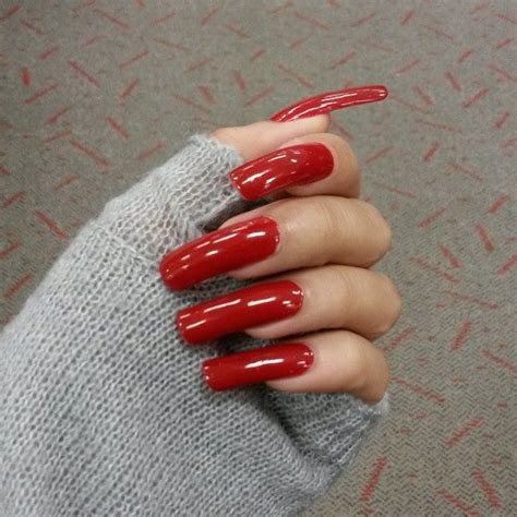 Allnaturallongnailbedsnails “seesnails ” Long Red Nails Curved Nails Red Nails