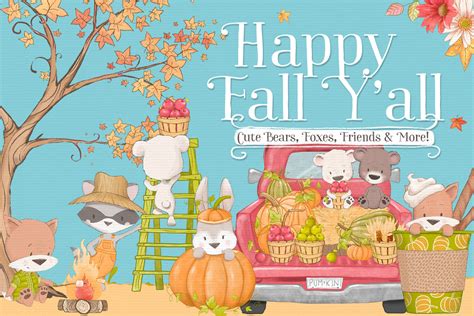 Happy Fall Yall Animal Clipart Kit Pretty Little Lines