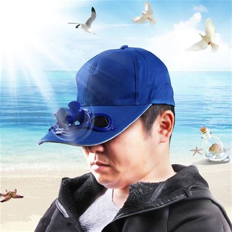 Vbiger Solar Fan Hat Nylon Cooling Fan Baseball Cap Portable Fan Peaked