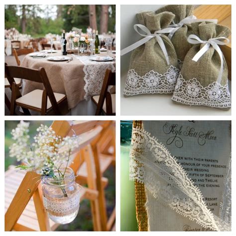 Burlap and lace | Table decorations, Burlap, Wedding