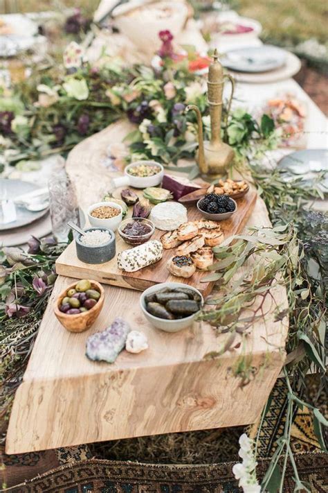Bohemian Wildflower Wedding Inspiration Wedding Food Display Wedding