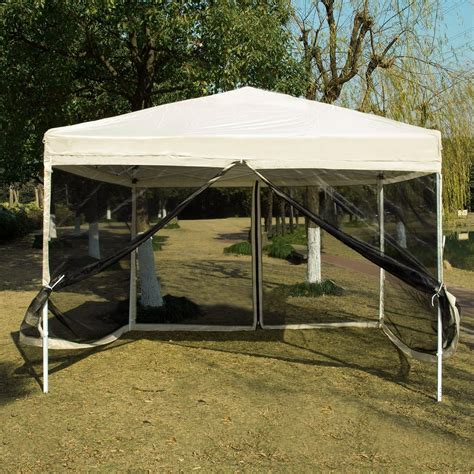Outdoor Pop Up Canopy Screen Party Tent With Mesh Side Walls 10 X 10 Ft
