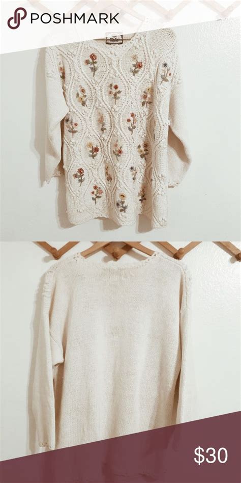 Vintage Floral Knit Sweater Floral Knit Knitted Sweaters Vintage