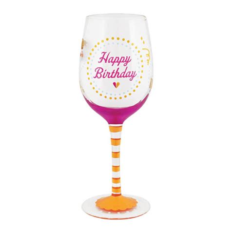 Happy Birthday Painted Wine Glass