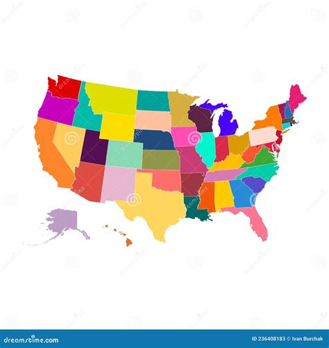 Mapeamento De Vetor De Estados Unidos Em Cada Estado Em Uma Cor