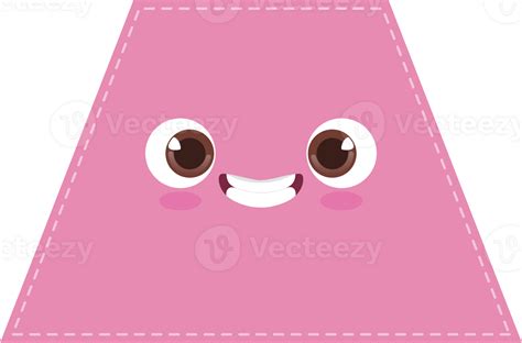 Cute Pink Trapezoid Shape With Smiling Face Flat Icon Png 23390021 Png