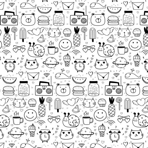 Pattern With Line Hand Drawn Doodle Lovely Vector Background For Kid