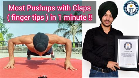 Most Push Ups With Claps Finger Tips In One Minute ⏰ Guinness