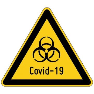 Maßnahmen können sofort beendet werden. Warnschild Warnung vor Covid-19