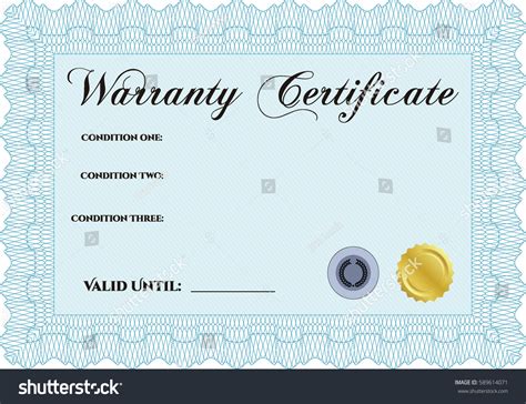 Vector Illustration Sample Warranty Certificate Template เวกเตอร์สต็อก