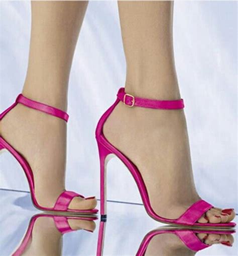 Free Shipping Women Fashion One Strap Pink Leather High Heel Sandals