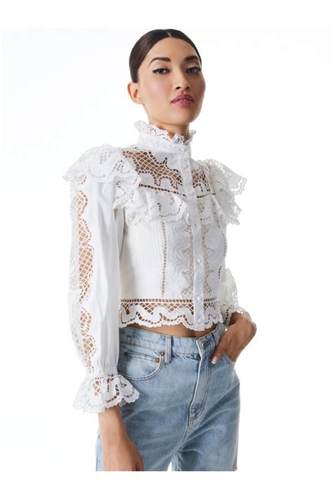 Buy Alice Olivia Marlo Eyelet Ruffle Blouse At 40 Off Editorialist