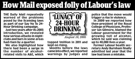 Labours 24 Hour Drinking Policy Has Made Crime Around The Clock A Problem Daily Mail Online