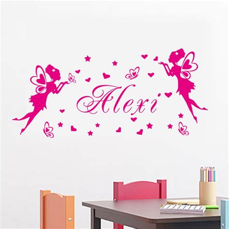 Personalised Fairies Butterflies Any Name Vinyl Wall Sticker Art Decal