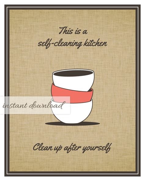 Printable Kitchen Art Clean Up After Yourself Sign Instant
