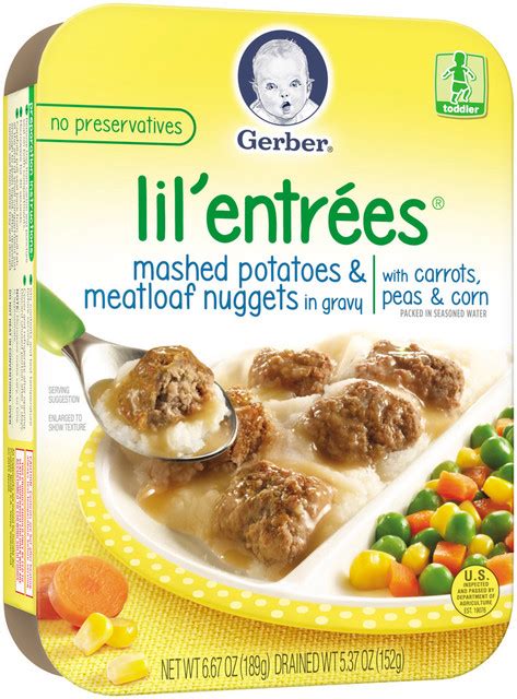 Gerber® Lil Entrees® Mashed Potatoes And Meatloaf Nuggets In Gravy With