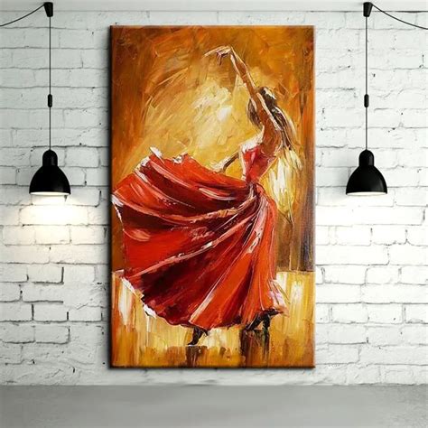 Free Shipping Hand Painted Spanish Flamenco Dancer Oil Painting On