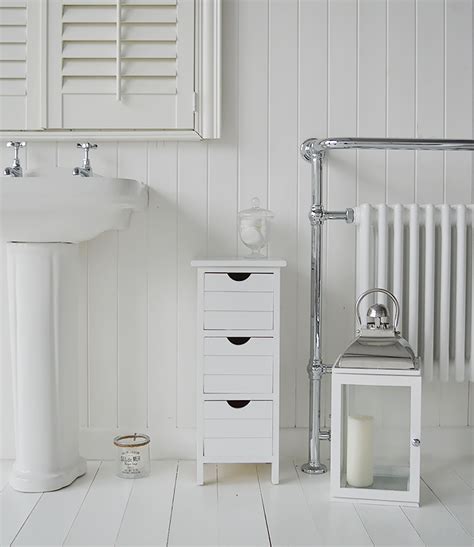 Dorset 21cm Wide Narrow White Bathroom Storage Furnitue With 4 Drawers