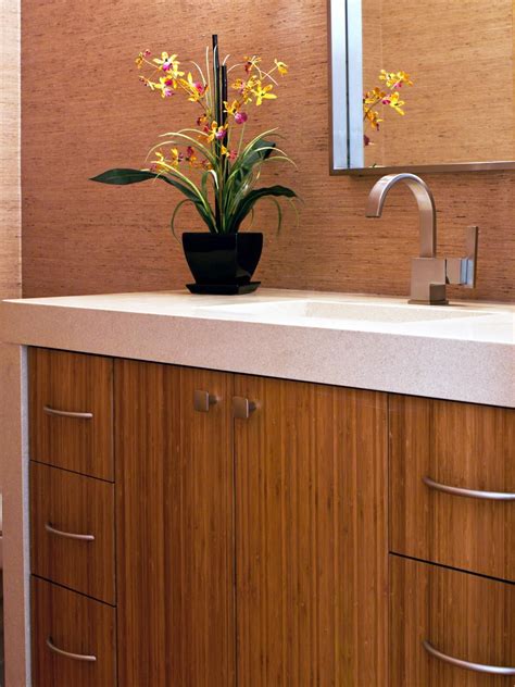 Contemporary Bathroom With Bamboo Vanity Contemporary Bathrooms