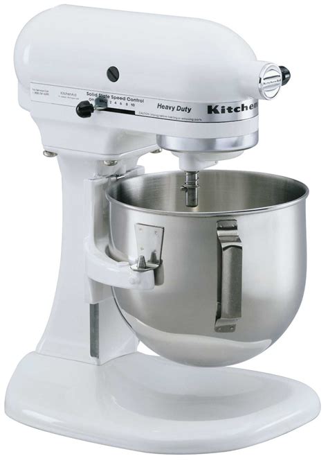 Increase the mixing capacity of dough and mashing capacity of potatoes in a single batch with its 4.8l stainless steel bowl and comfortable handle. KitchenAid K5SSWH Heavy Duty Series 5-Quart Stand Mixer ...