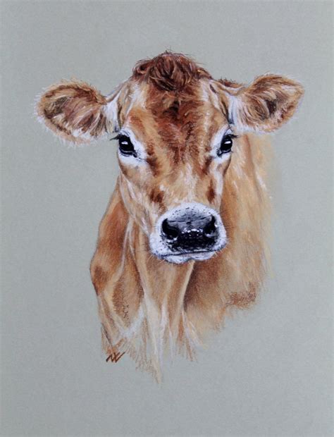 Pencil Portrait Mastery Jersey Cow Original Pastel Portrait