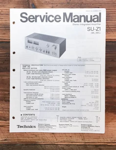 technics su z1 amplifier service manual original £19 60 picclick uk