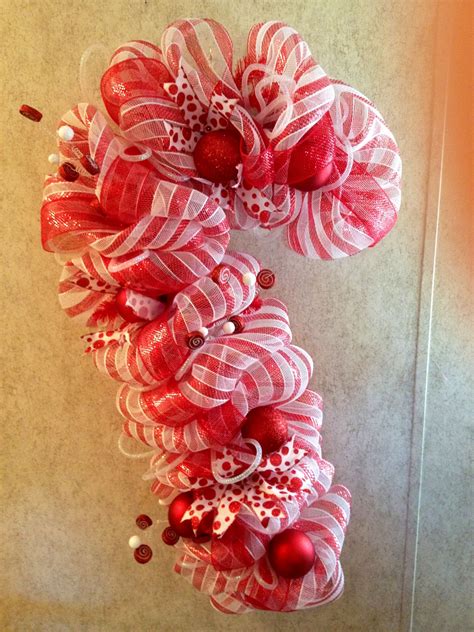 Candy Cane Mesh Wreath Christmas Candy Cane Decorations Candy Cane