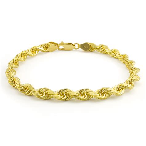 Nuragold 14k Yellow Gold Mens 6mm Diamond Cut Solid Rope Chain Bracelet 8 85 9 Walmart