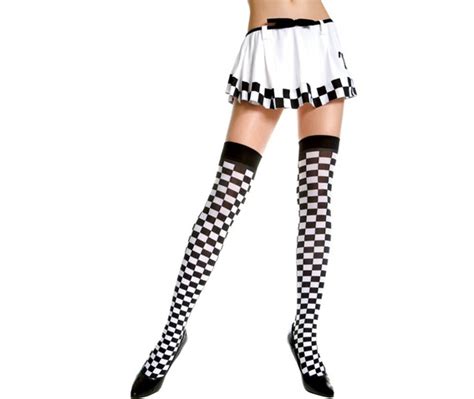 Close Special Black And White Checked Thigh Hi Rebelsmarket