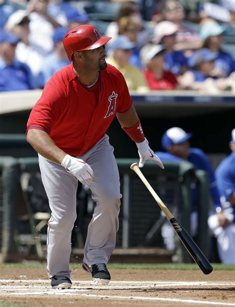 Los Angeles Angels Albert Pujols Watches His Solo Home Run During The