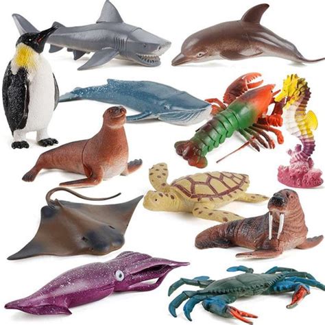 12 Pcs Ocean Animal Action Toy Figures Simulated Sea Life Model Sets