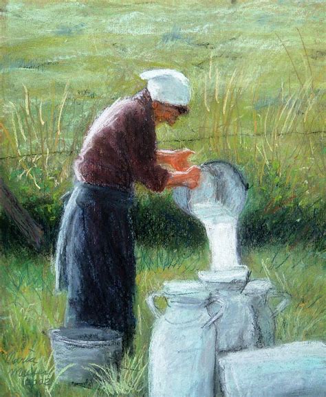 Old Pastel Woman With Milk Cans By Maria Meester In 2021 Painting