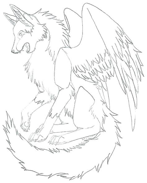Coloring Pages Of Wolves With Wings At