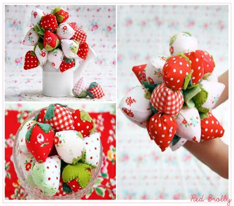 Soft Fabric Strawberries Tutorial Red Brolly Strawberry Crafts