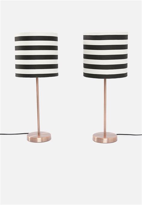 Upright Table Lamp Set Black And White Stripe Sixth Floor Table Lamps