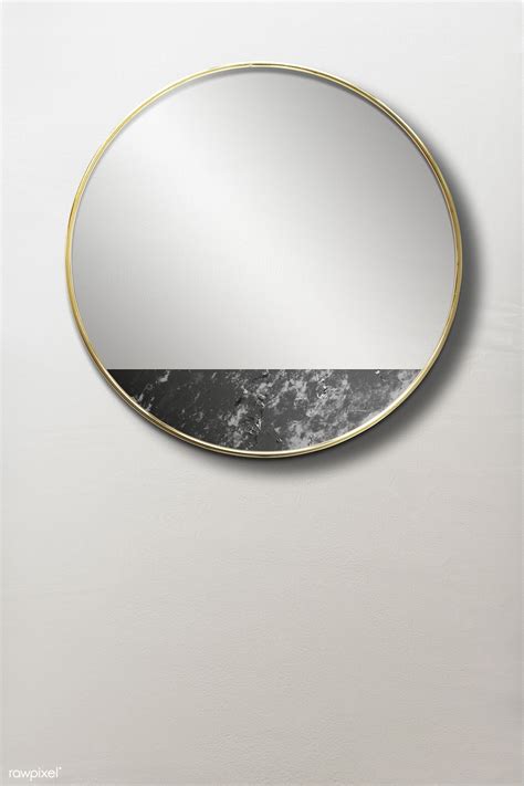 Round Mirror Decorated With Black Marble Mockup Premium Image By